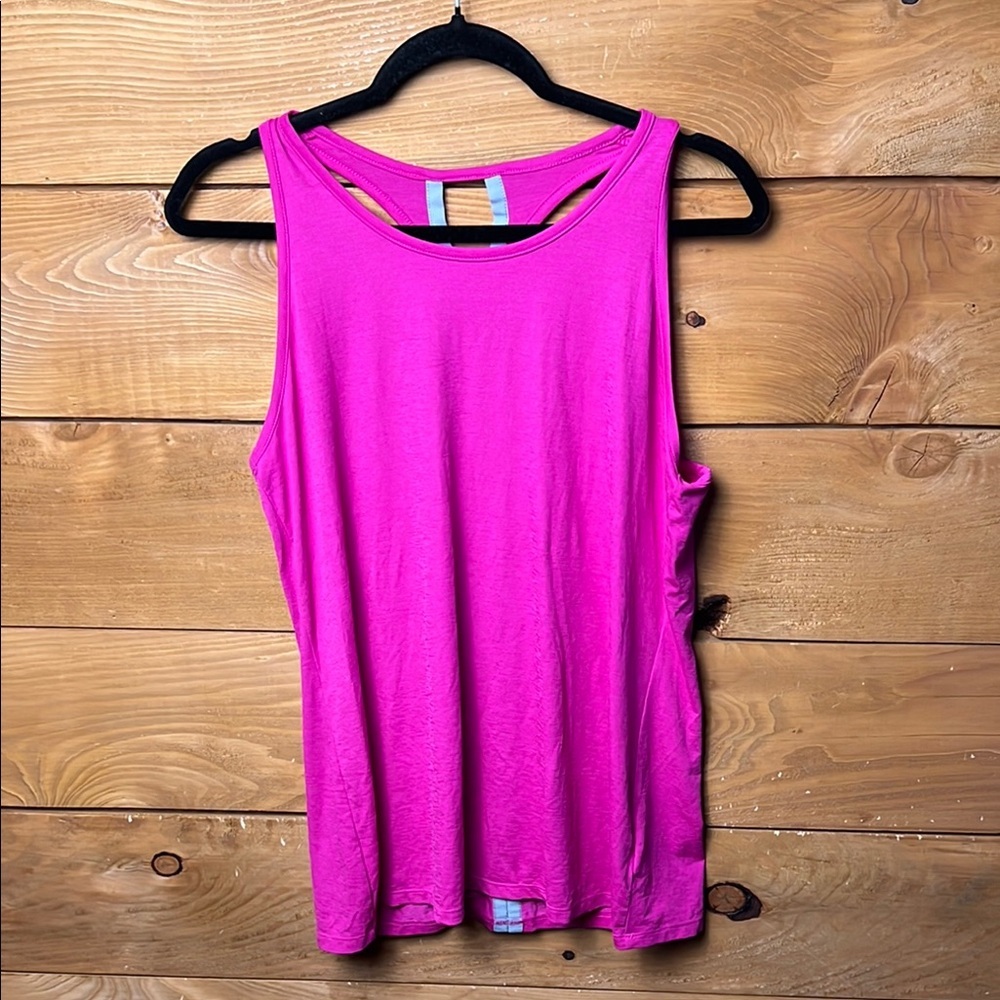 Athleta Tank Top Womens med Racerback Active Ruched Sides Pink running Athletic